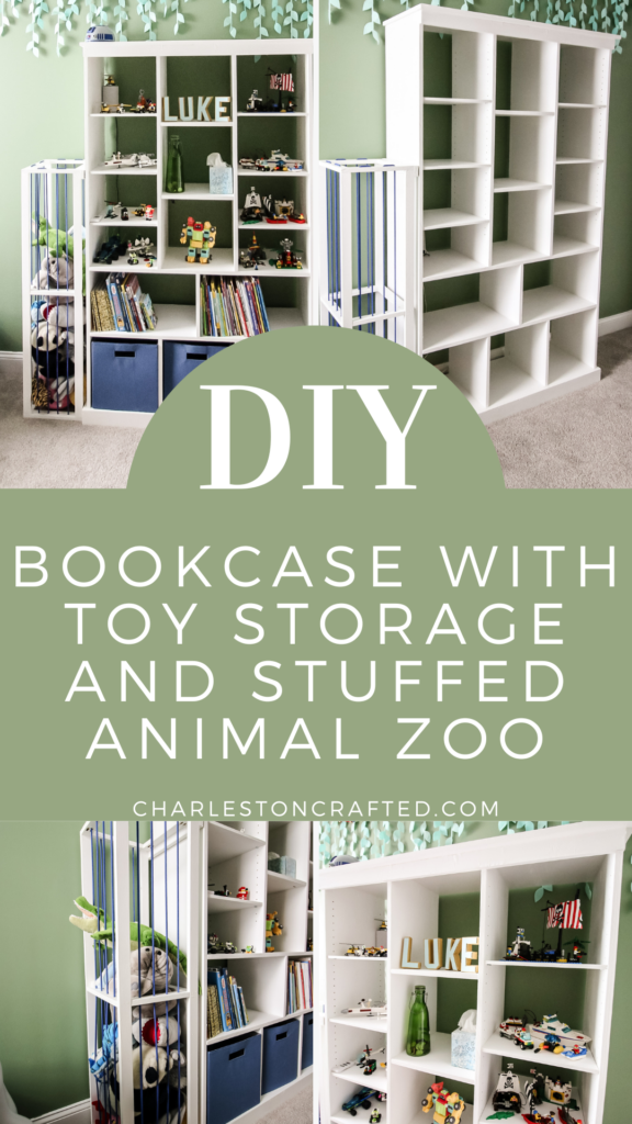 Bookcase with toy storage and animal zoo - Charleston Crafted