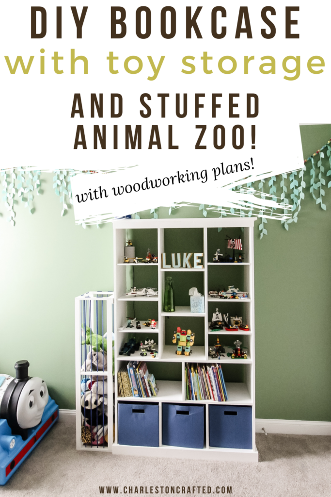 Bookcase with toy storage and animal zoo - Charleston Crafted
