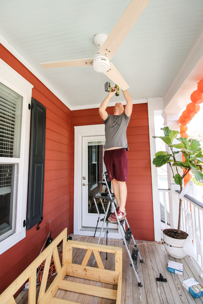 Drilling porch swing hardware to joists