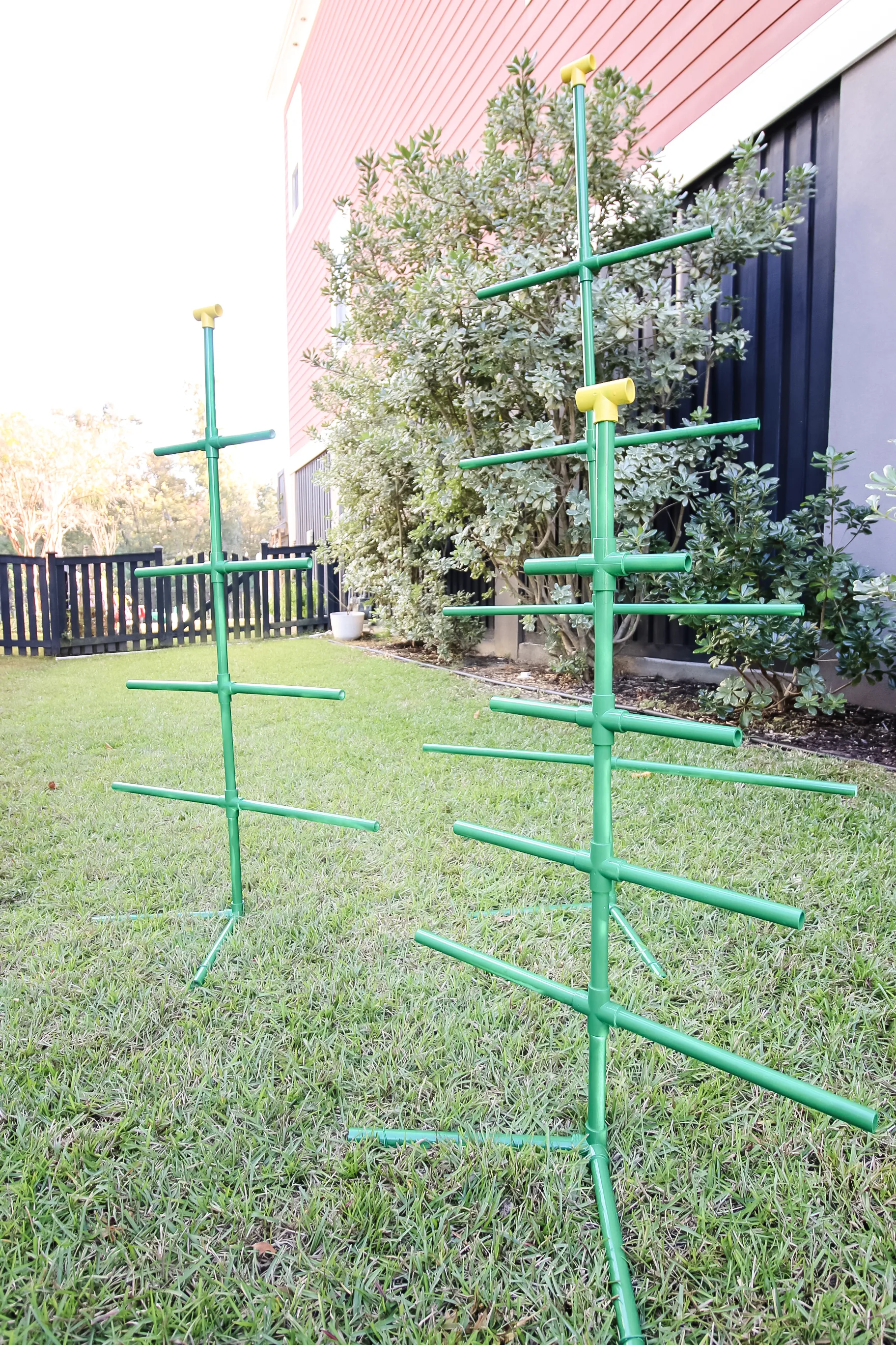 PVC pipe christmas trees before lights