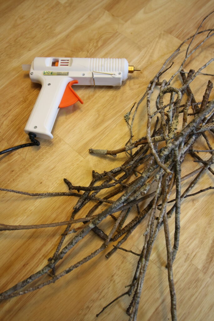 twigs and a hot glue gun