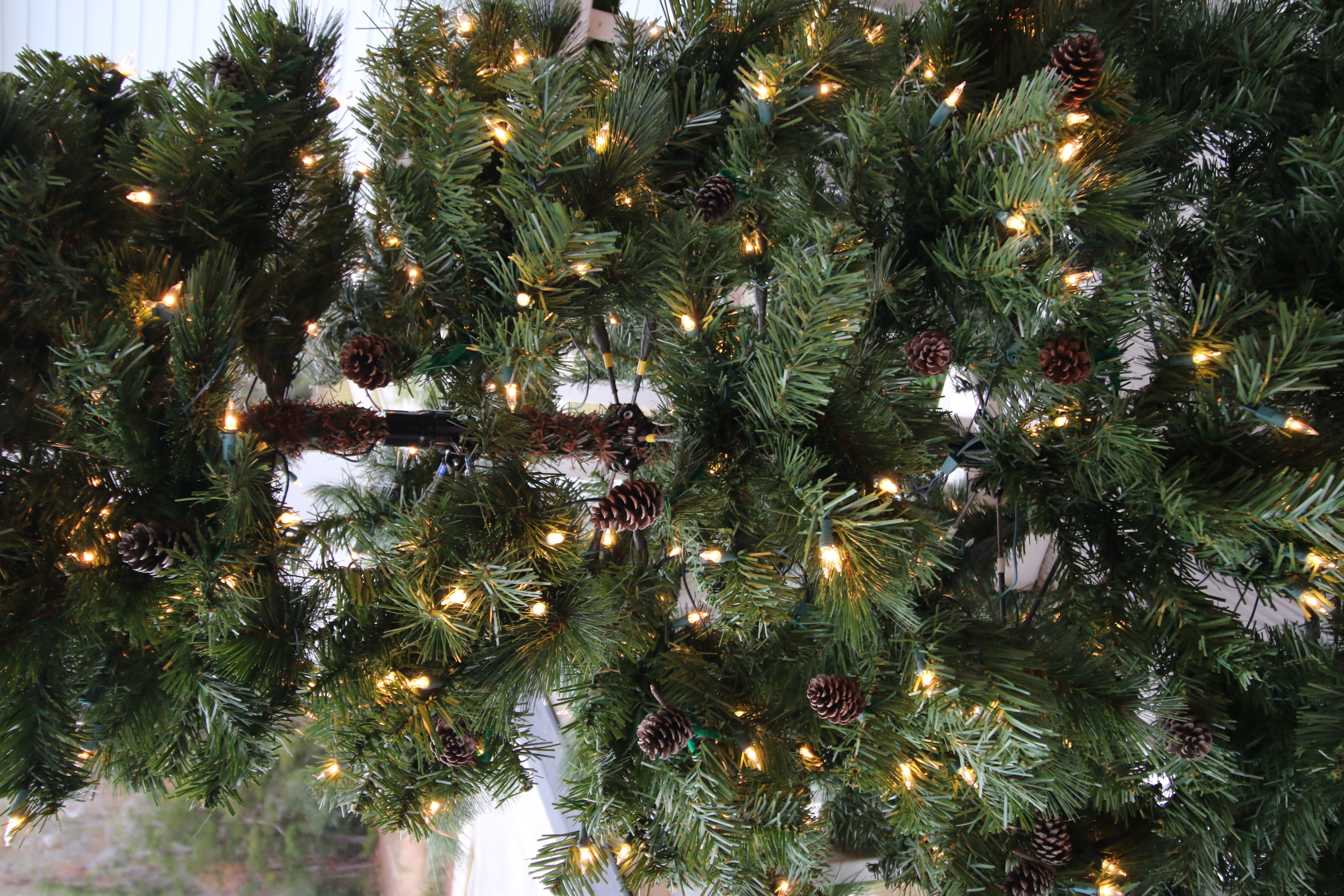 pine cones on a christmas tree