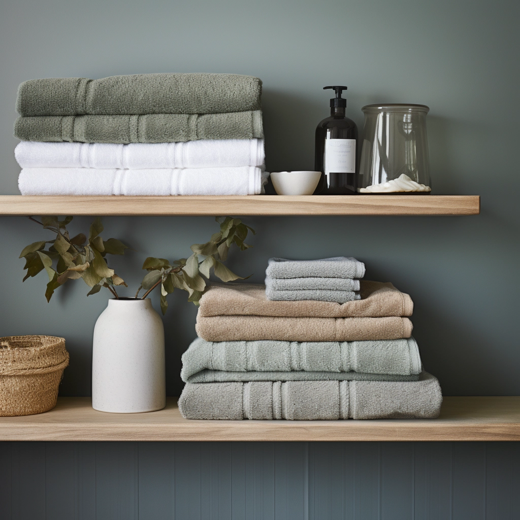 towels folded on a bathroom shelf