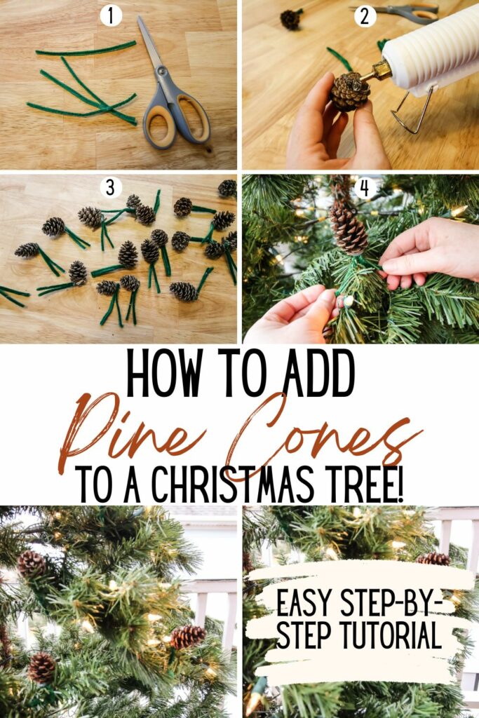 how to add pine cones to a christmas tree