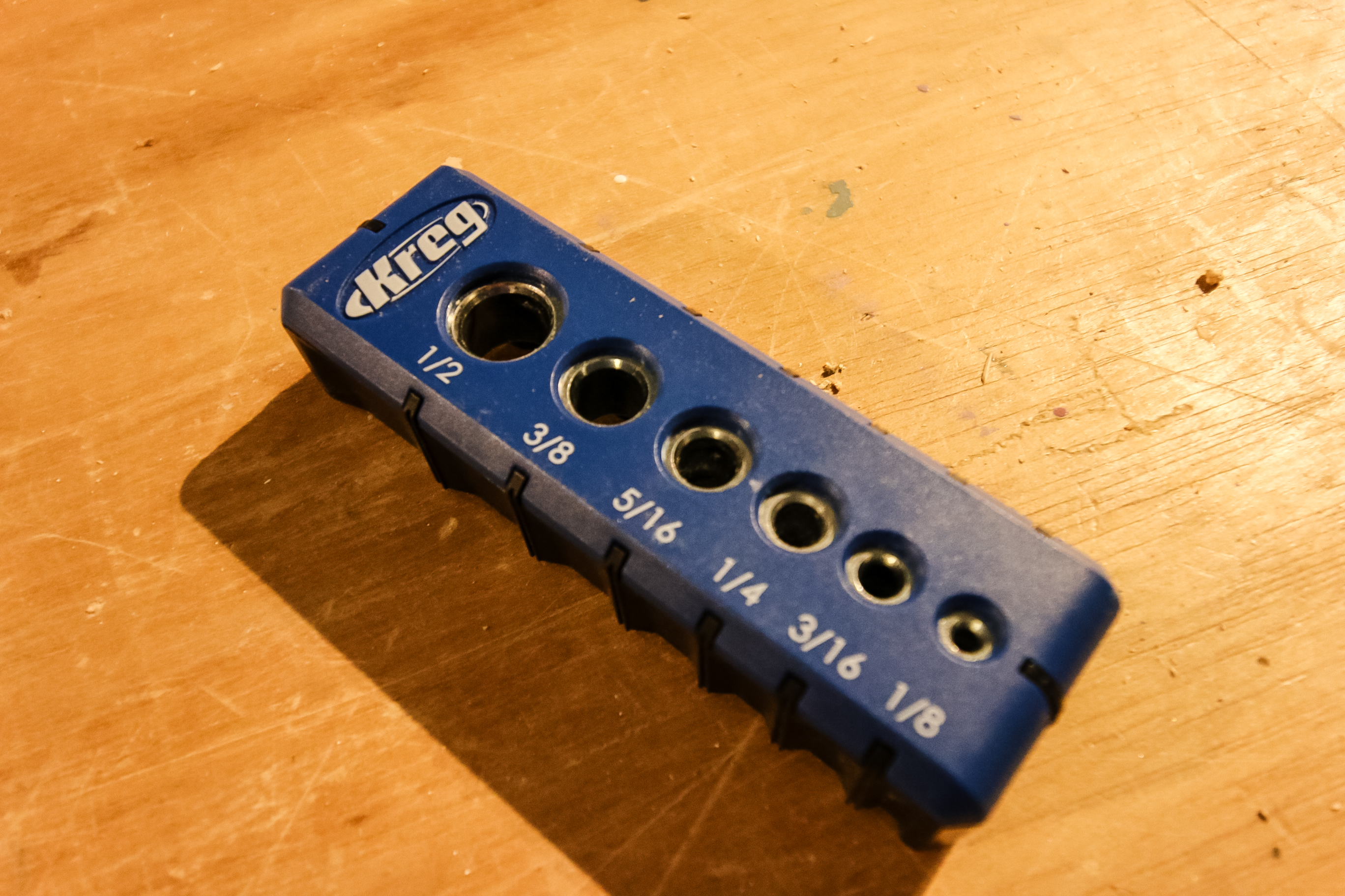 Drill holes on Kreg Drilling Guide
