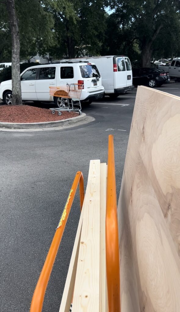 Plywood in parking lot