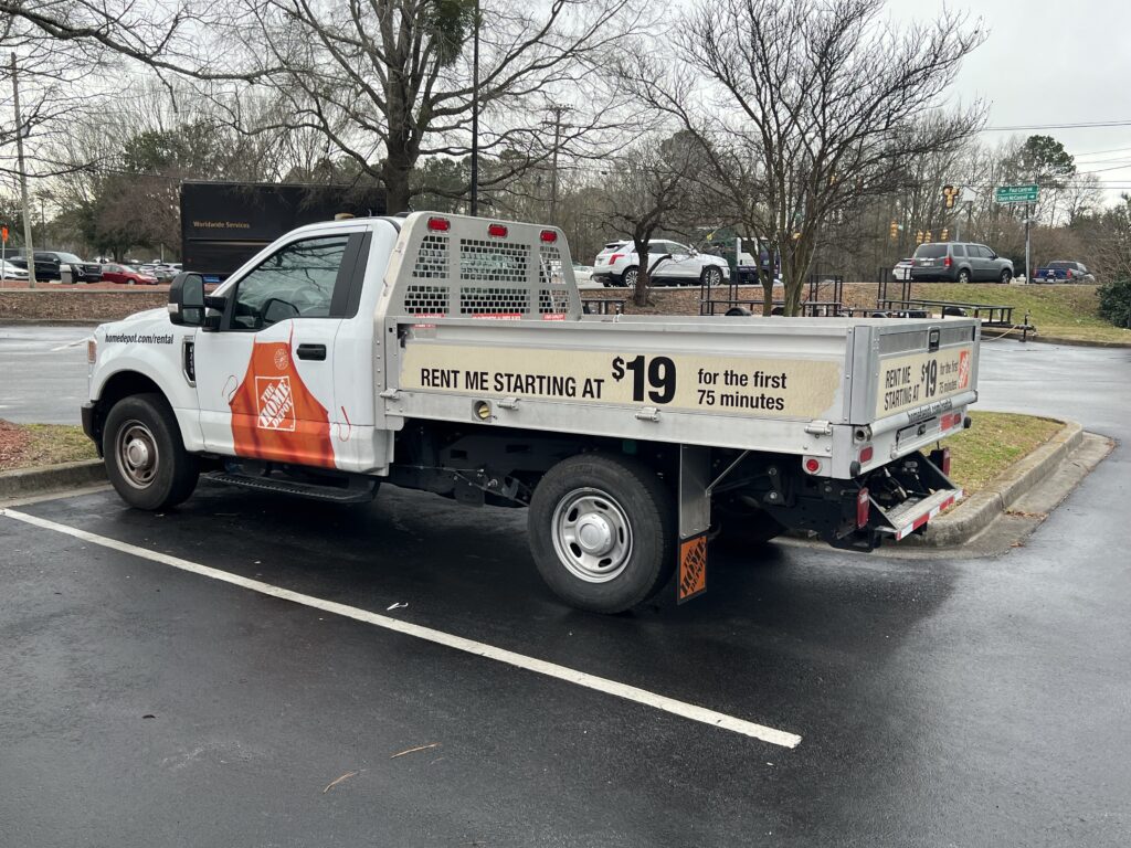 Home Depot truck for rental