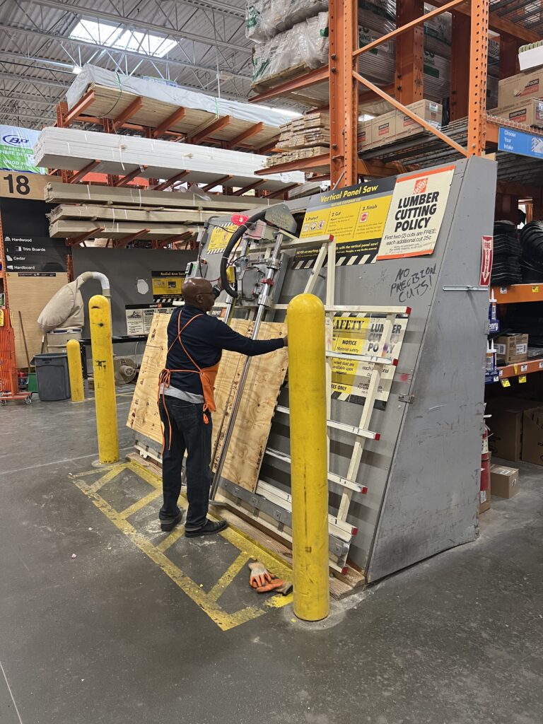 Home Depot cutting plywood for you