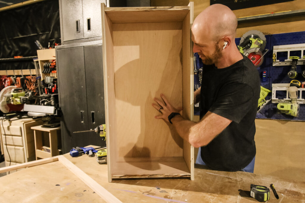 ¼" backer on upper cabinet