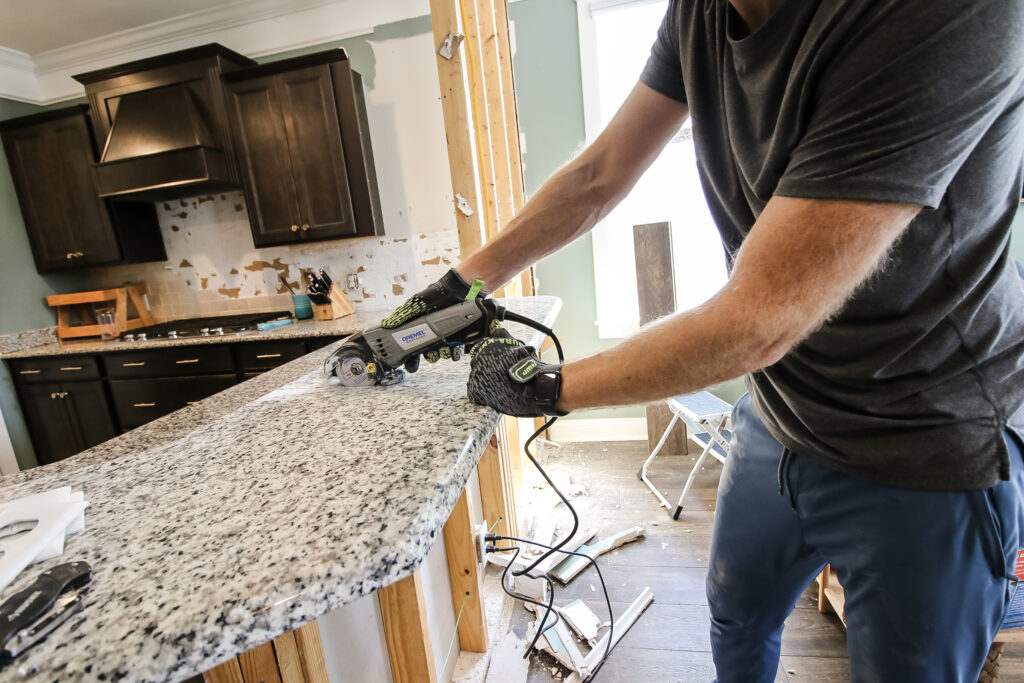 cutting granite at seam