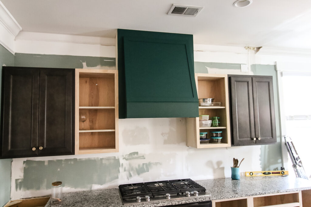 Range hood cover in place