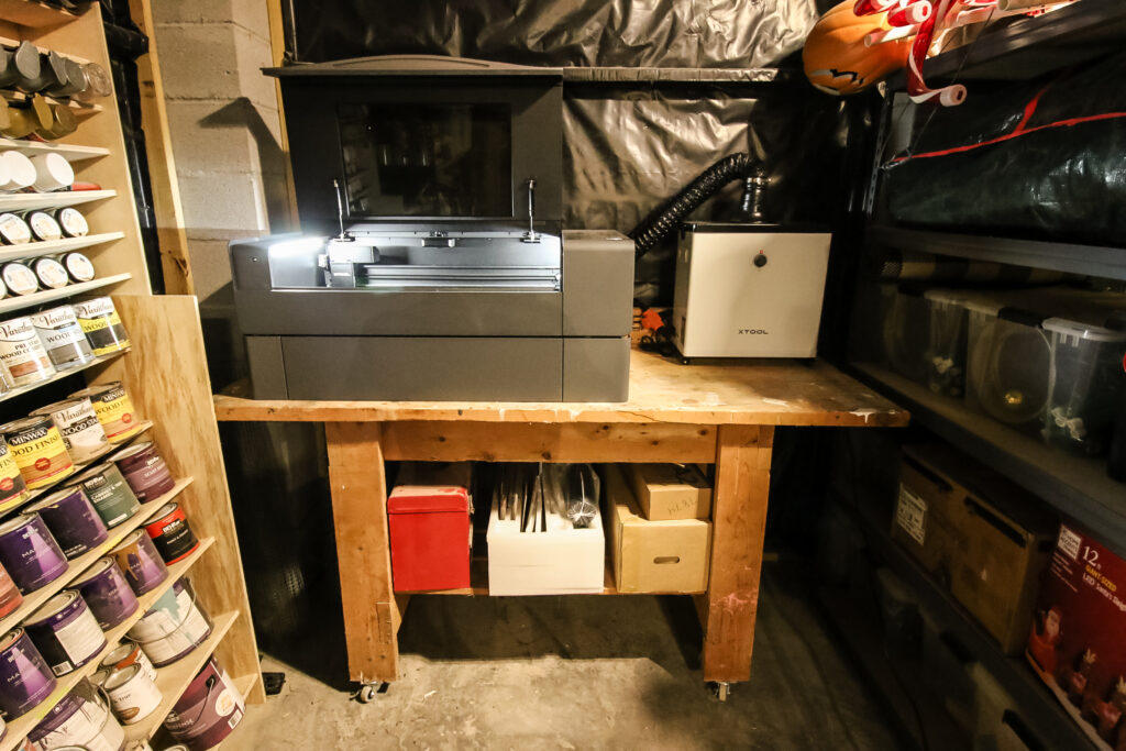 xTool P2 setup on workbench