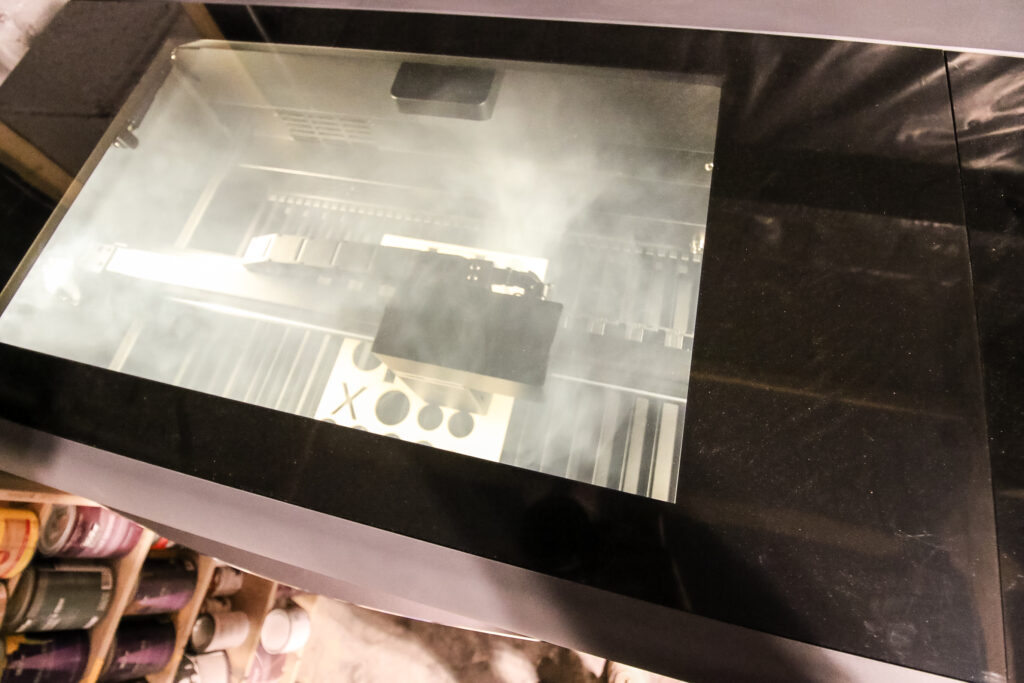 Smoke inside xTool P2 during cut