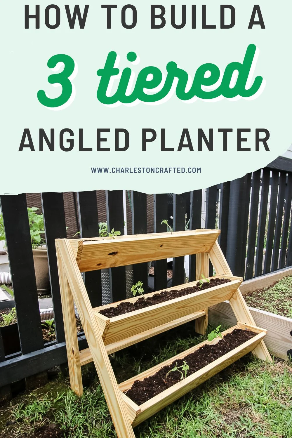 DIY angled three tiered planter - Charleston Crafted