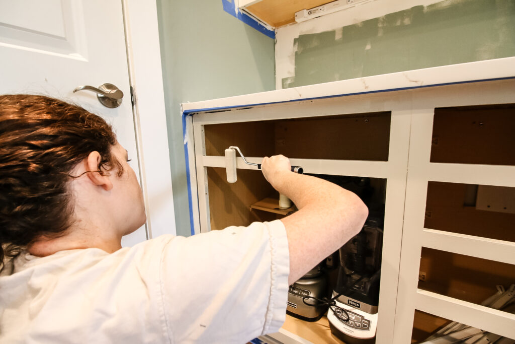 painting kitchen cabinets with a roller