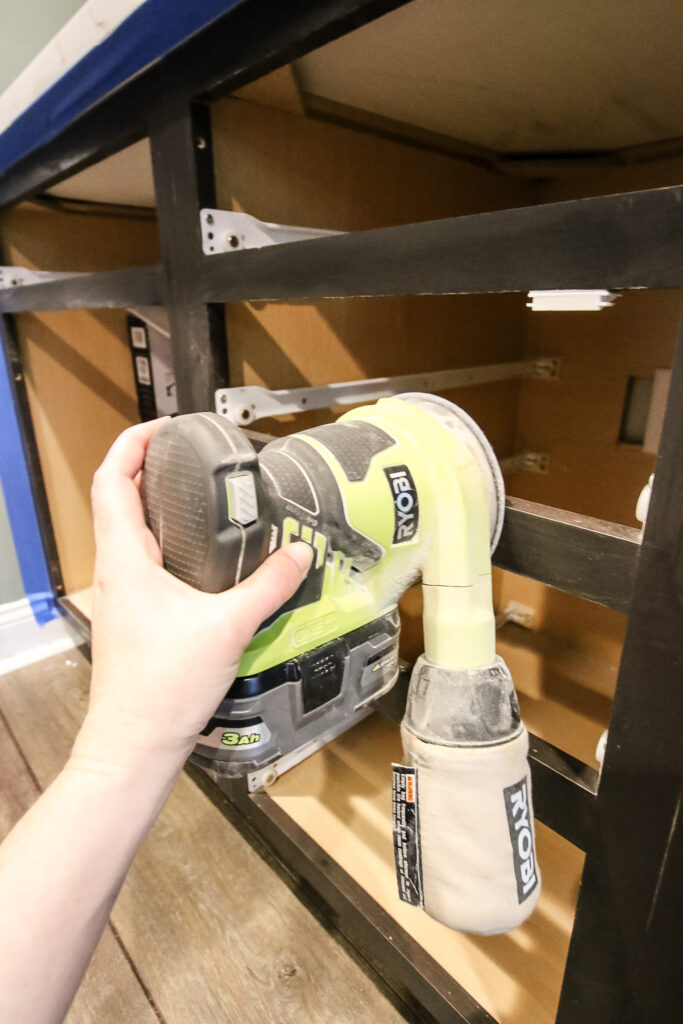 sanding kitchen cabinets
