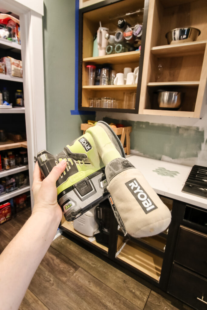 sanding kitchen cabinets