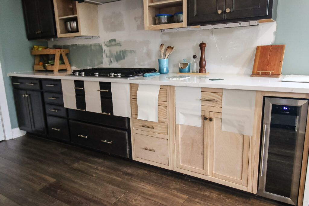 picking paint color for kitchen cabinets with samplize peel and stick samples