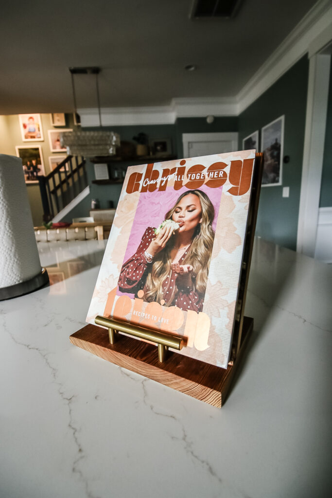 DIY cookbook holder with cookbook