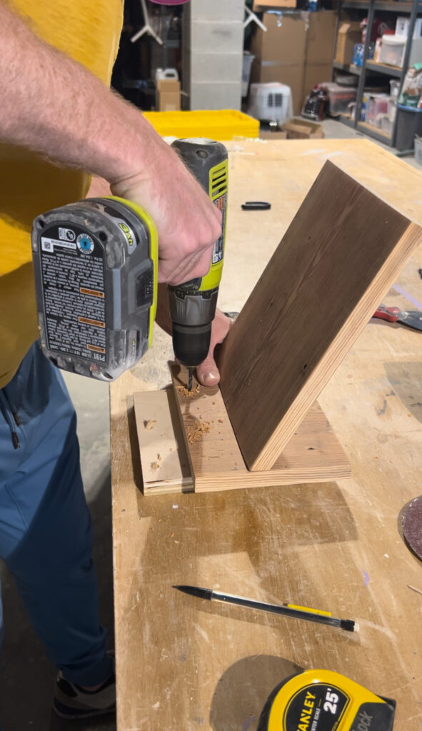 drilling handle holes in cookbook holder