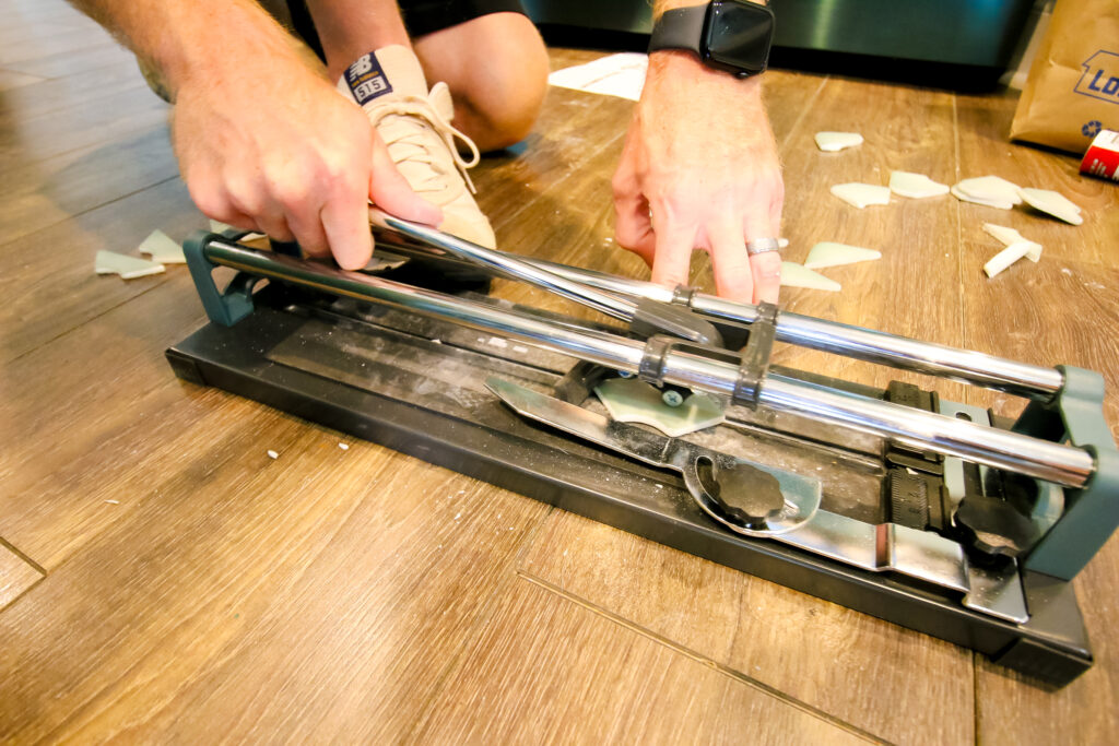 cutting tiles with a tile cutter