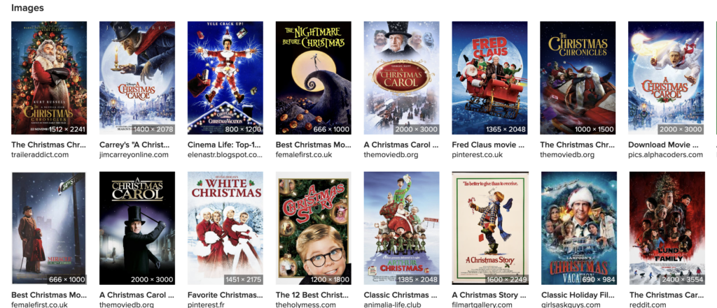image search for christmas movie posters