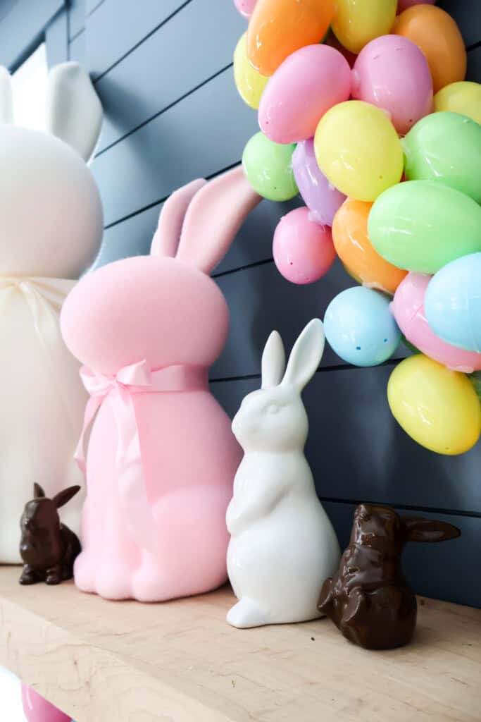 easter bunnies on the mantel
