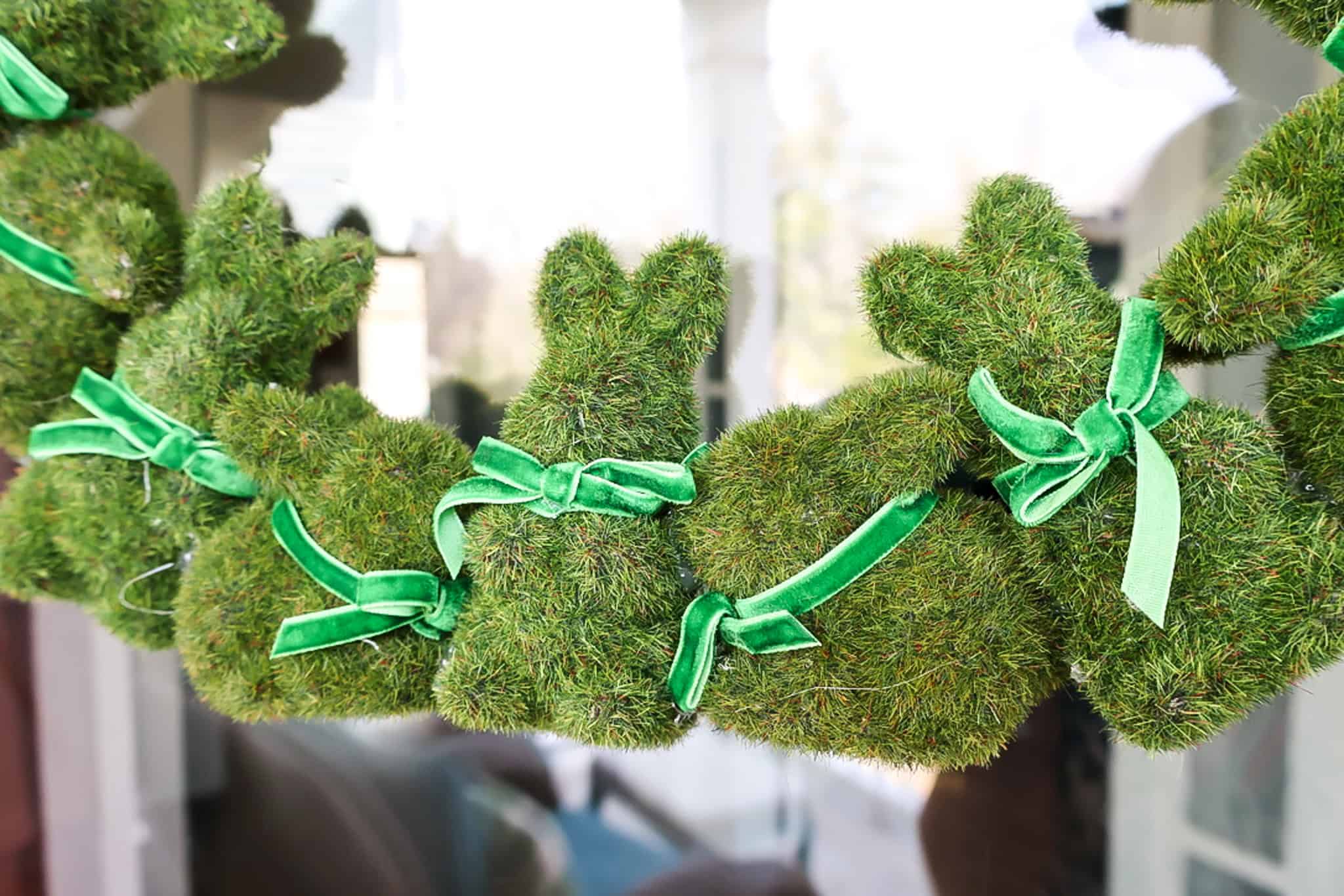 DIY mini flocked bunny wreath easter