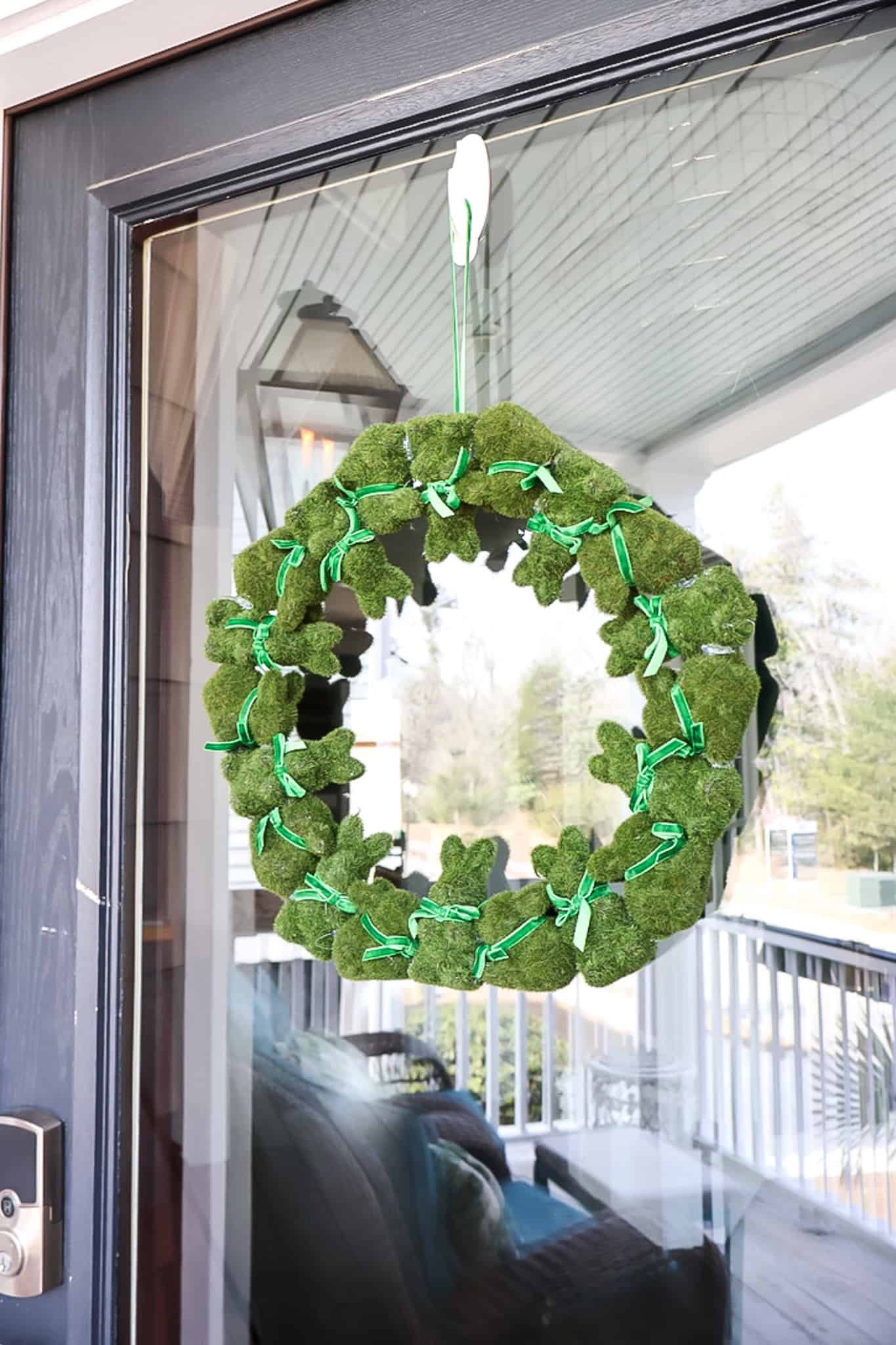 DIY mini flocked bunny wreath easter