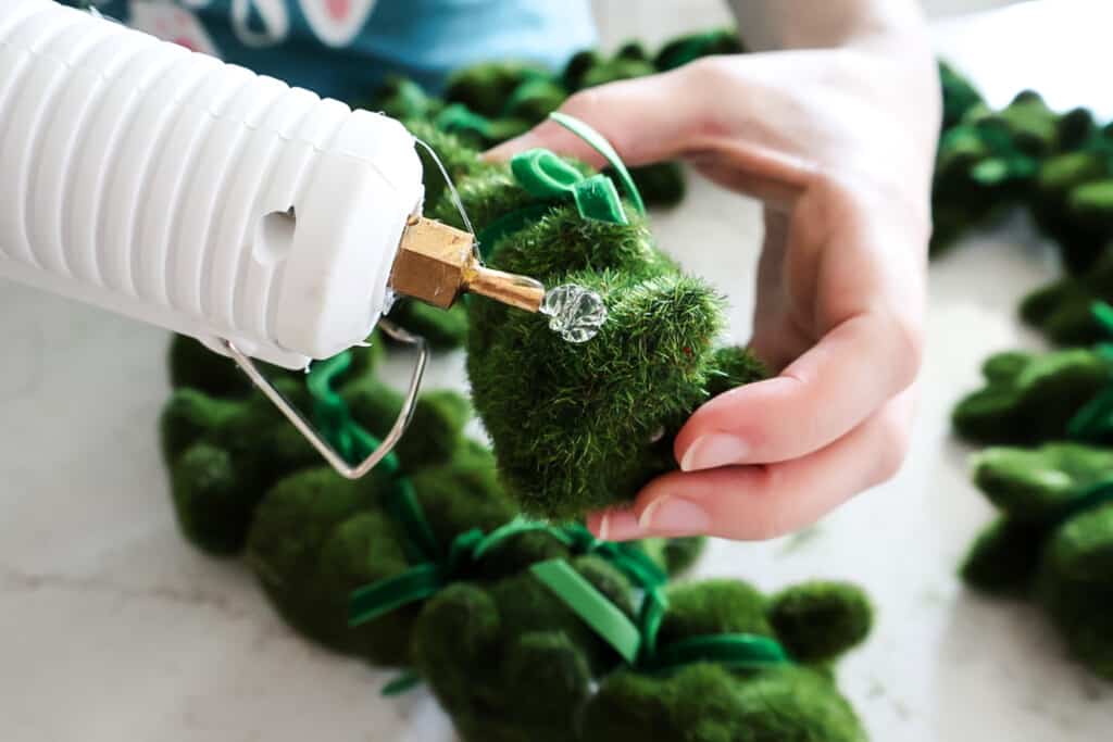 hot gluing mini bunnies
