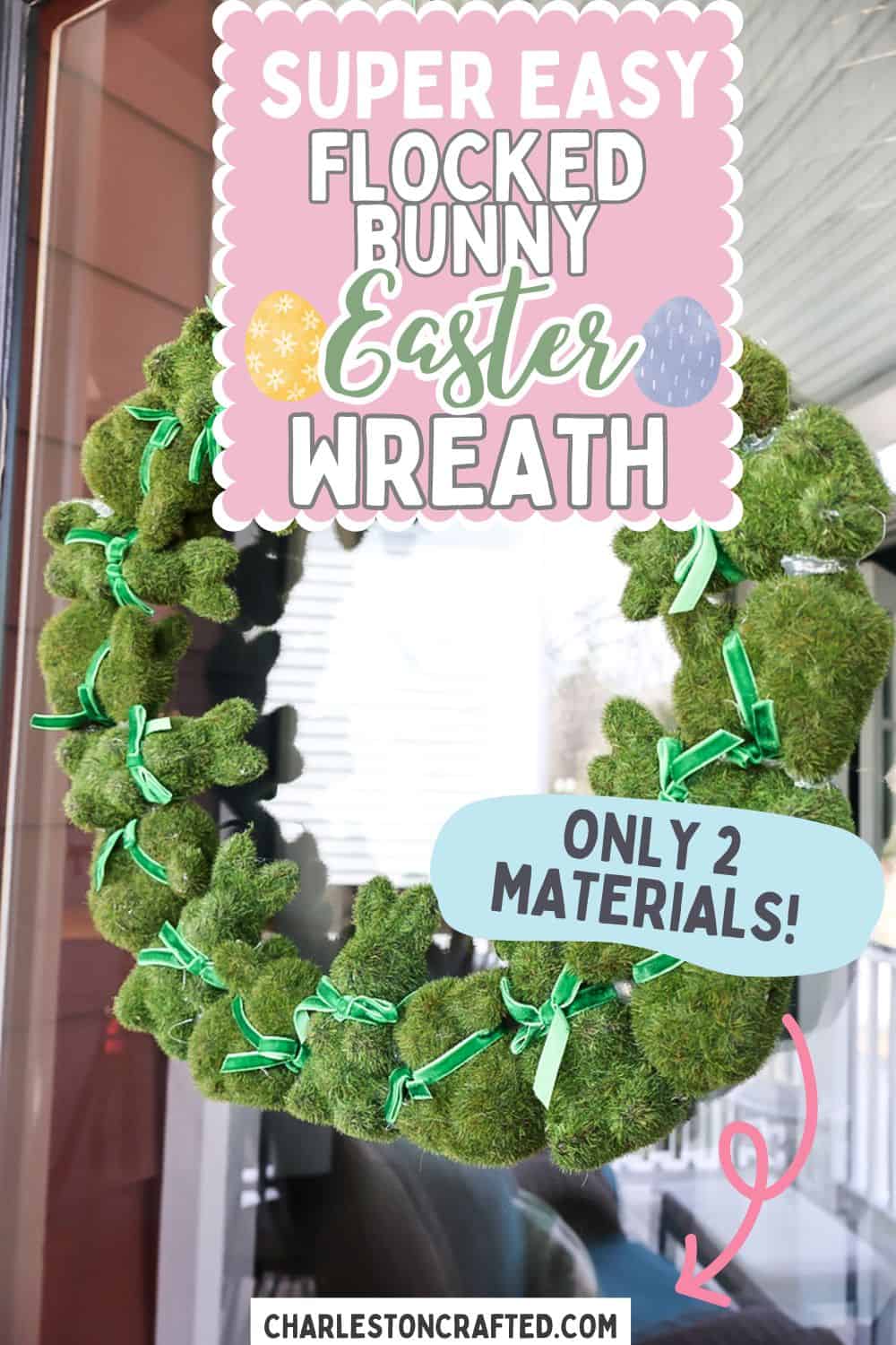 DIY flocked easter bunny wreath