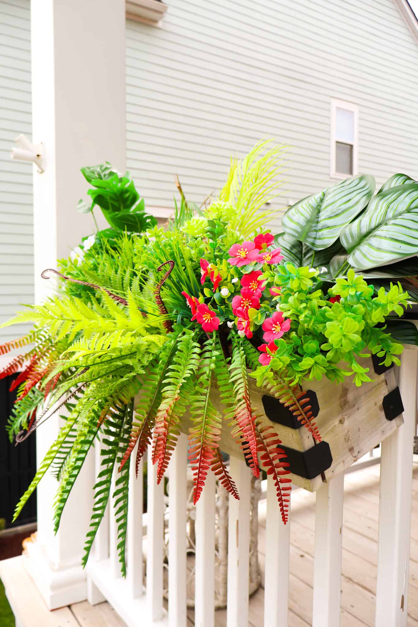 windowbox of faux plants