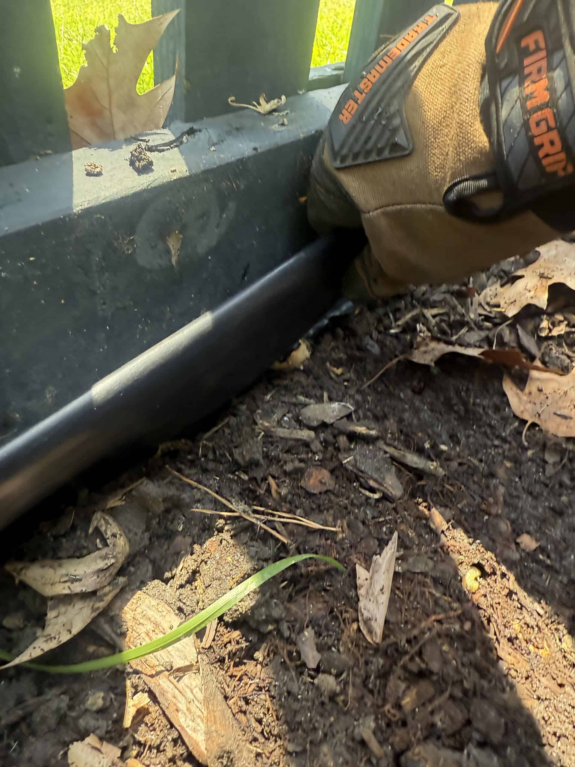 Pushing edging into trench