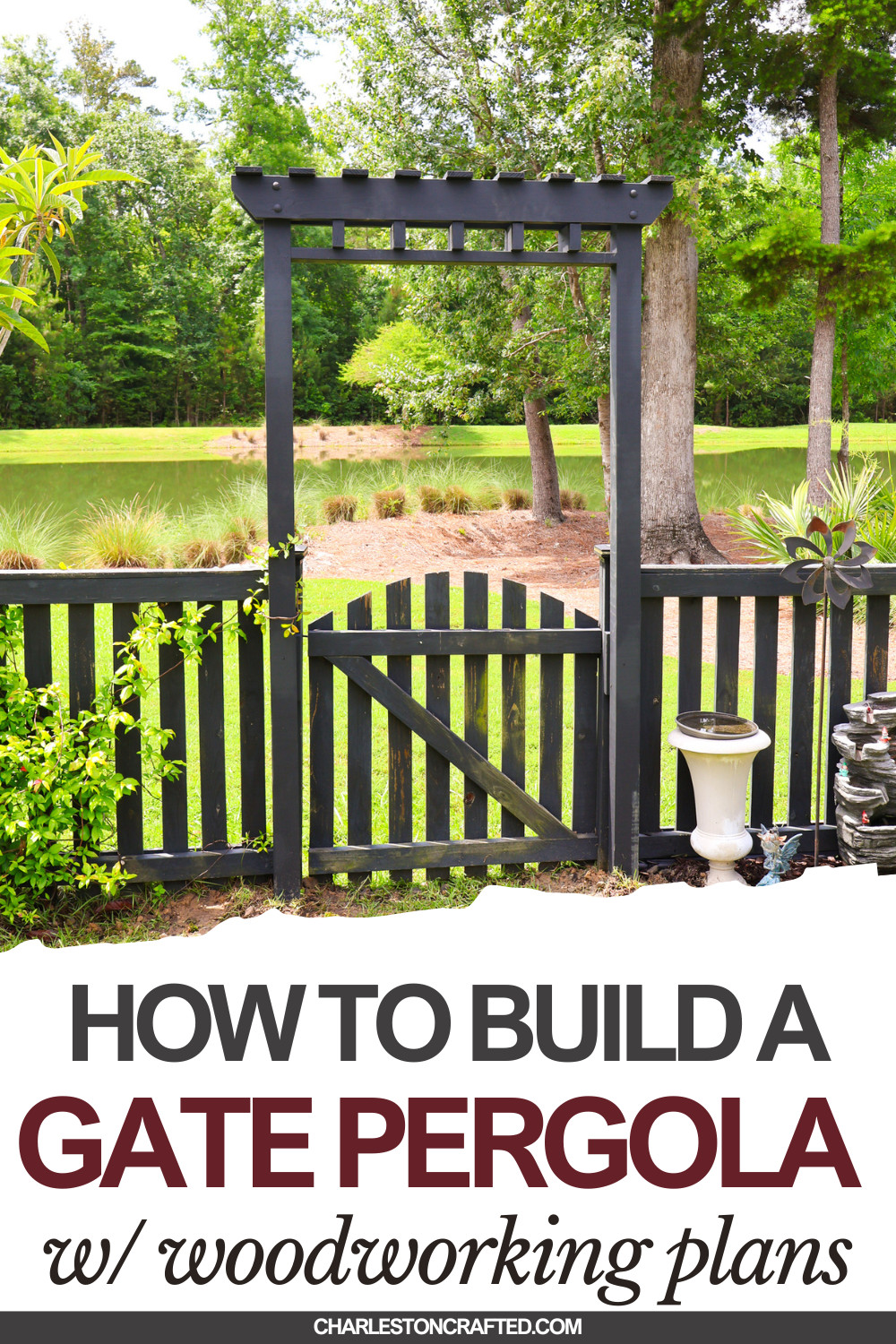 How to build a DIY gate pergola- Charleston Crafted