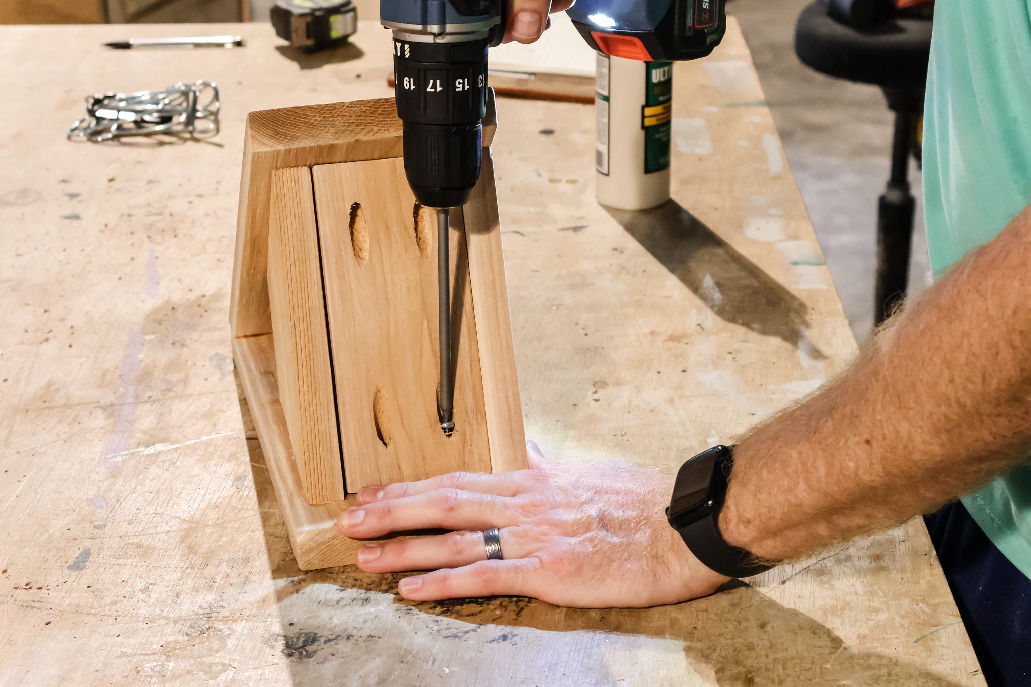 Adding bottom to birdhouse