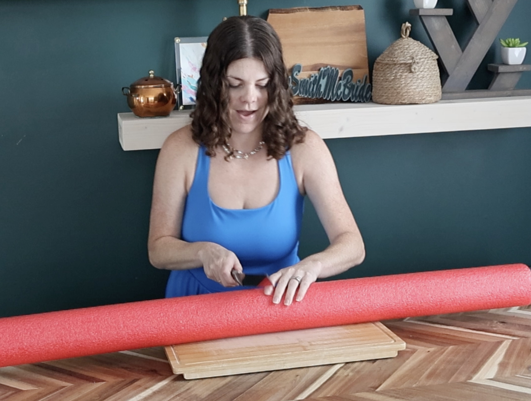 cut pool noodle in half
