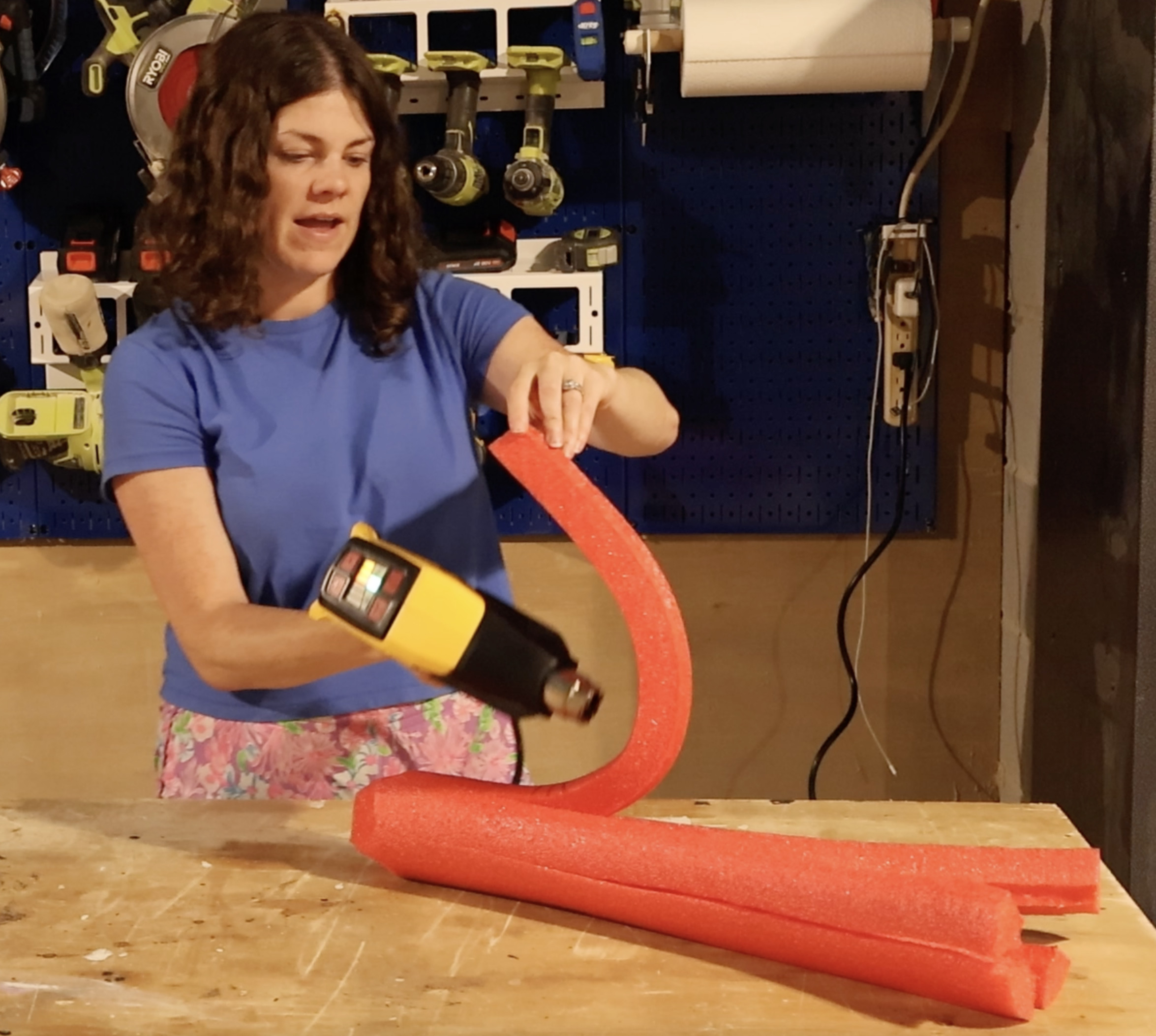 using heat gun to bend pool noodles