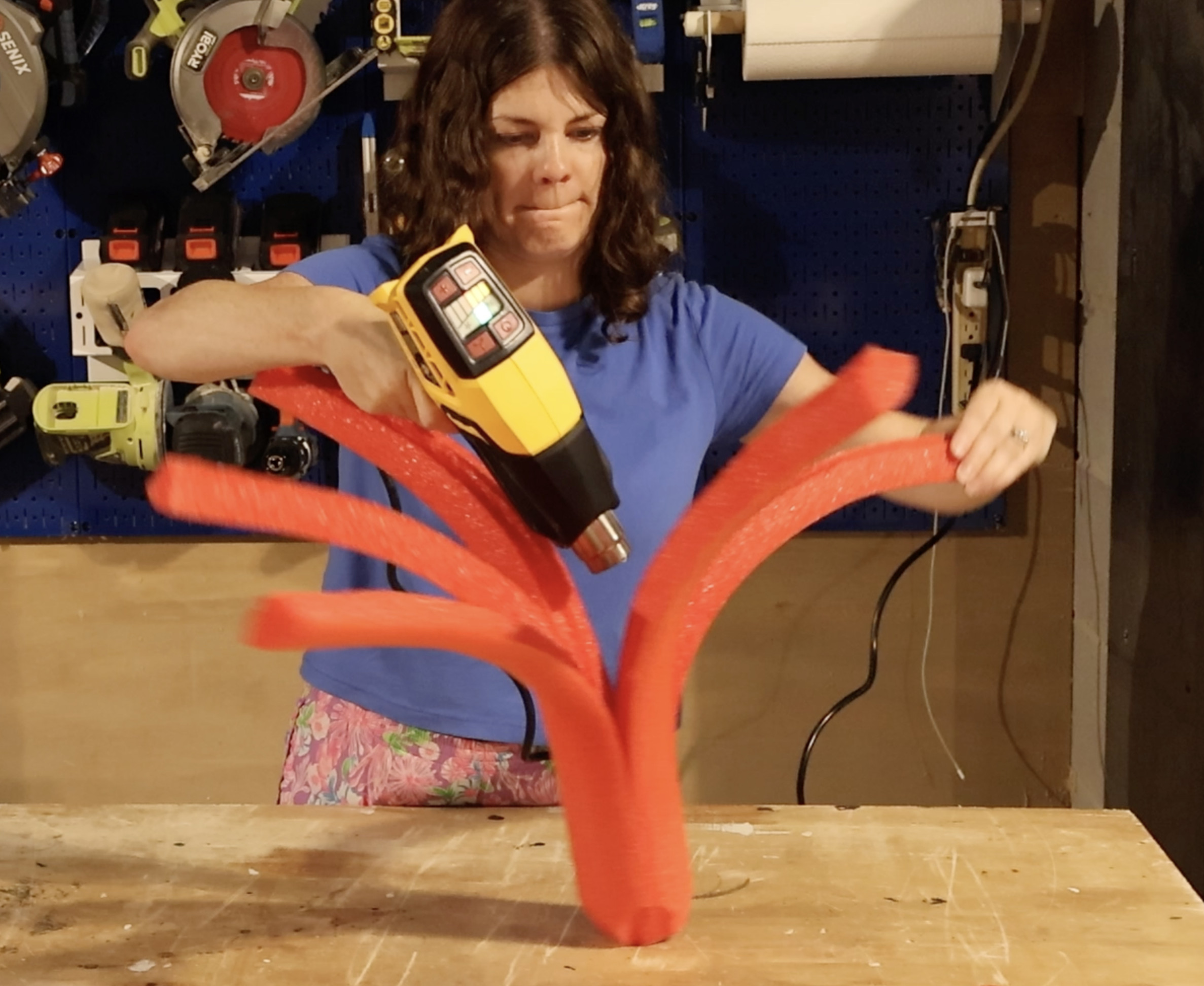 using heat gun to bend pool noodles