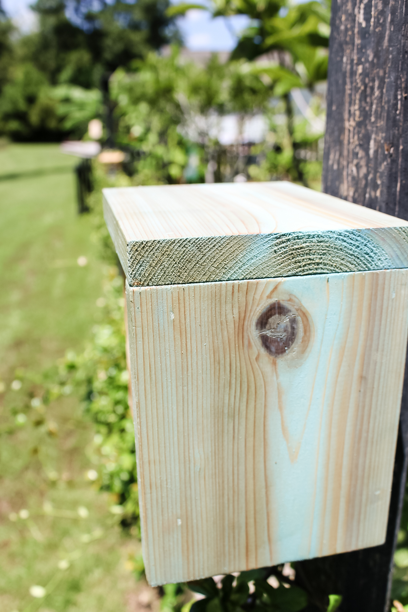 Outside of modern birdhouse