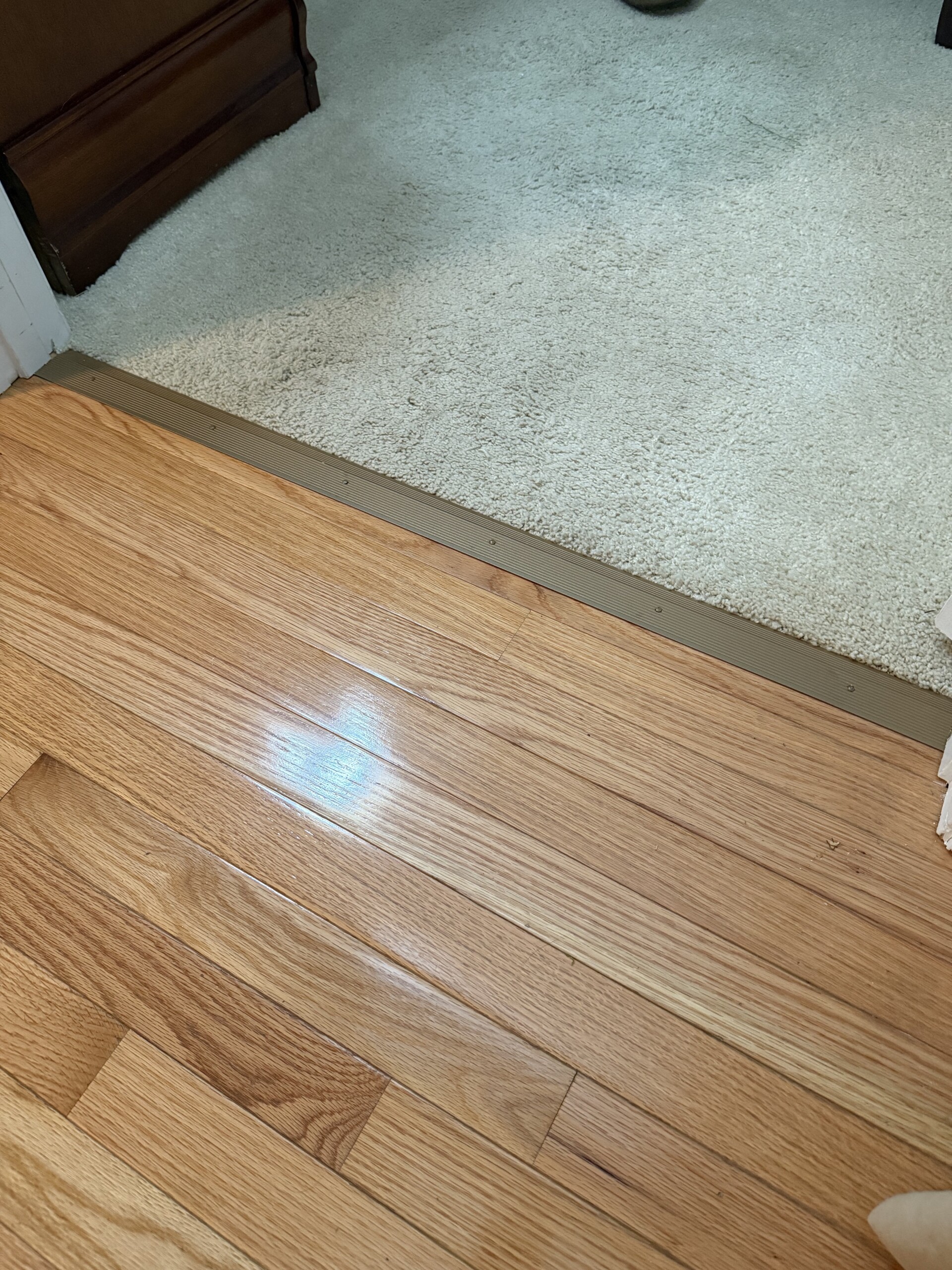 Floor transition strip installed