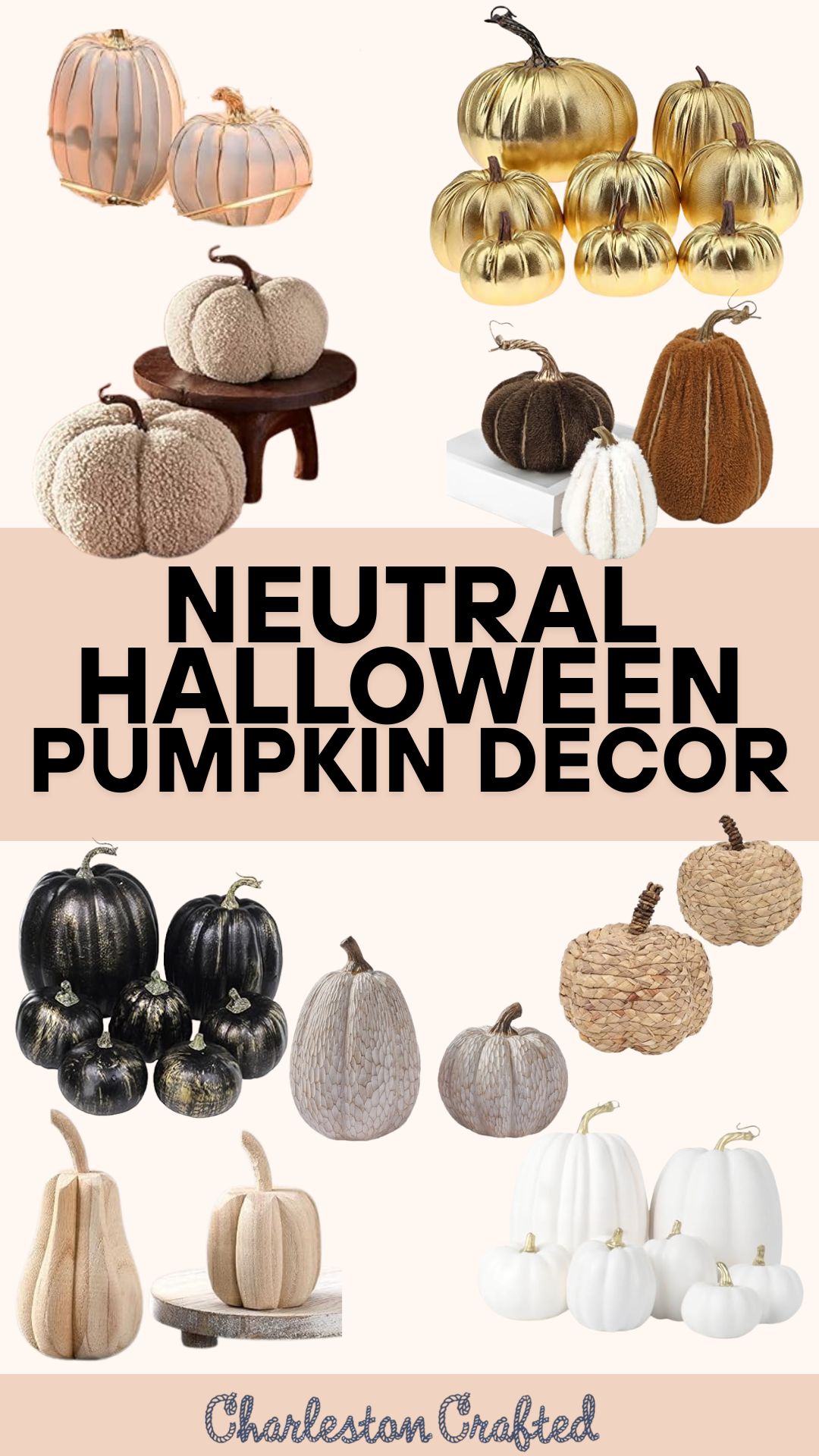 Neutral Halloween Pumpkin Decor
