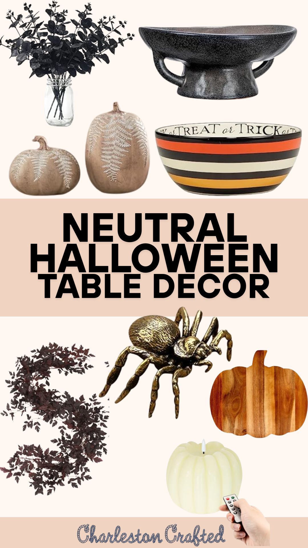 Neutral Halloween Table Decor