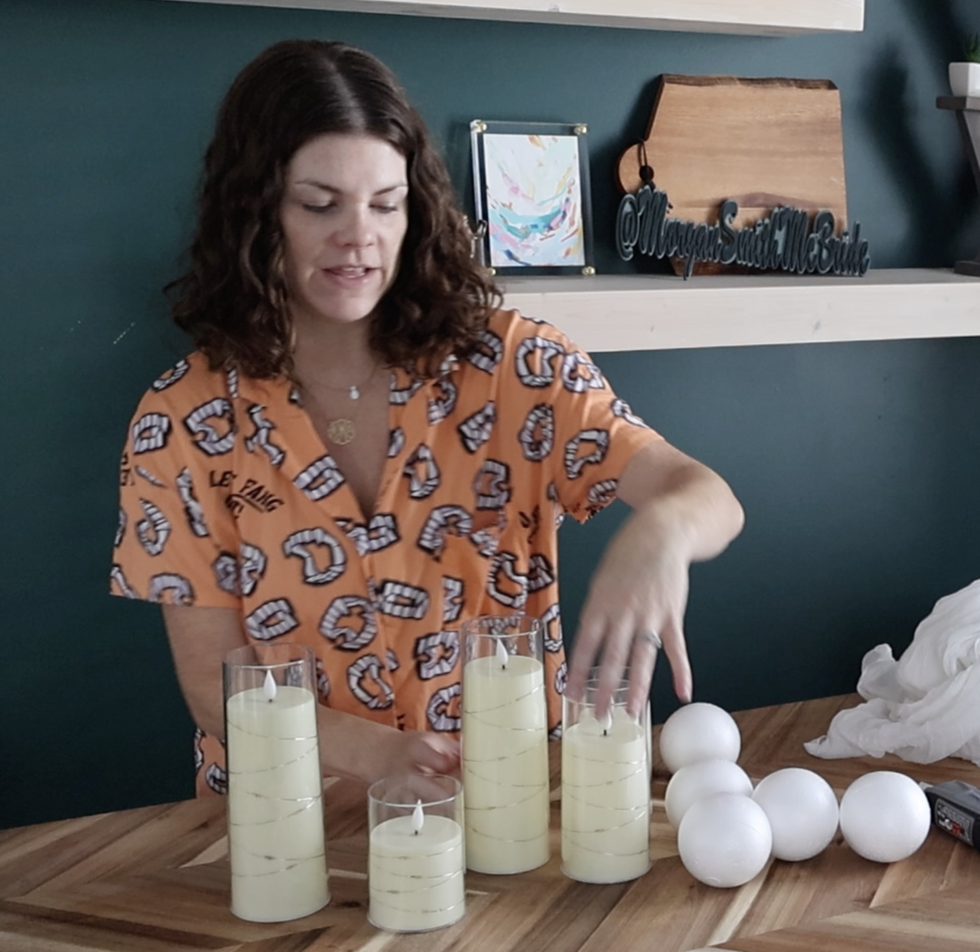 arranging LED candles