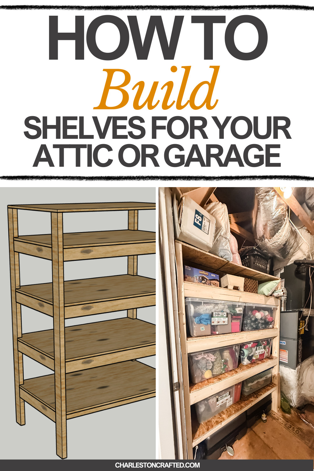 How to build standing shelves for the attic - Charleston Crafted