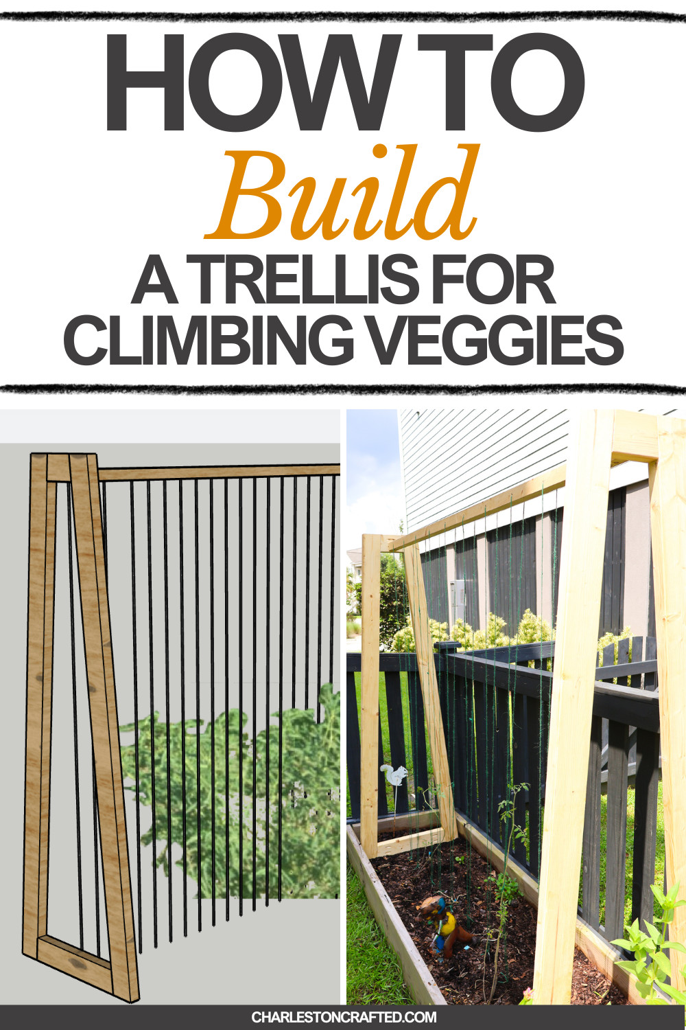 How to build a DIY pea trellis - Charleston Crafted