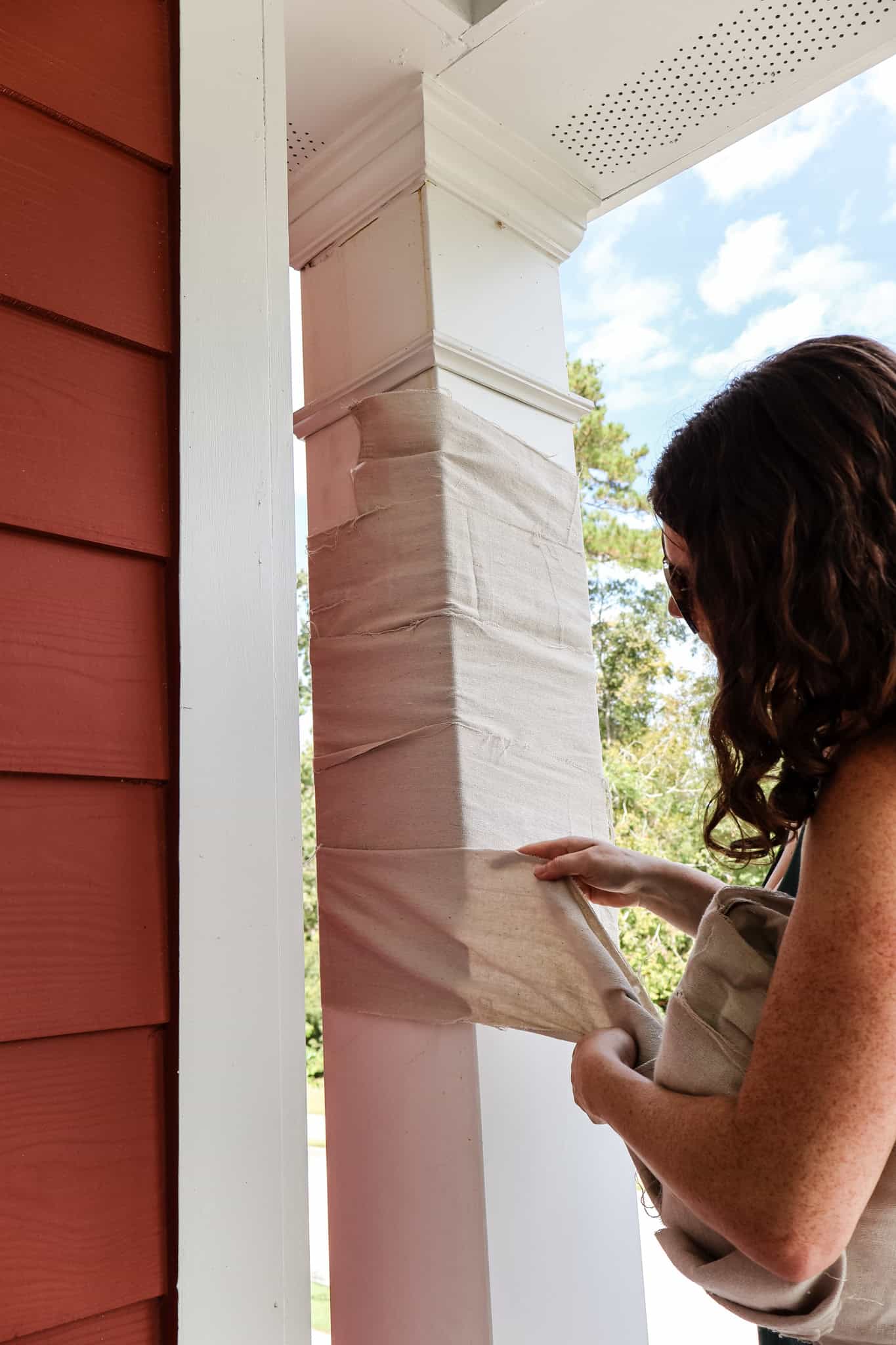 wrapping columns to look like mummies