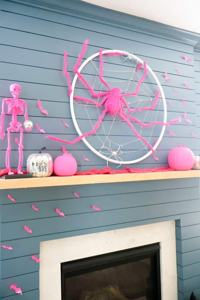 DIY hula hoop spiderweb wreath