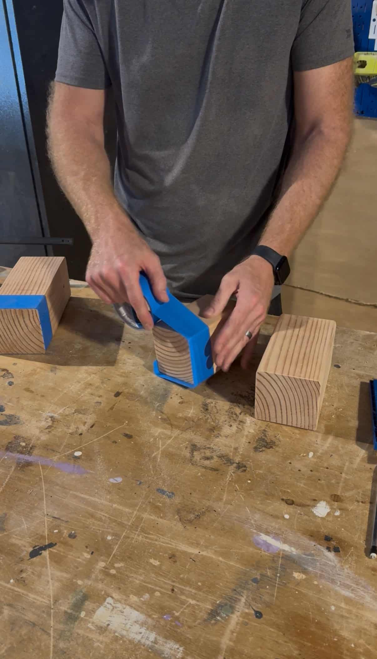 Adding tape to blocks