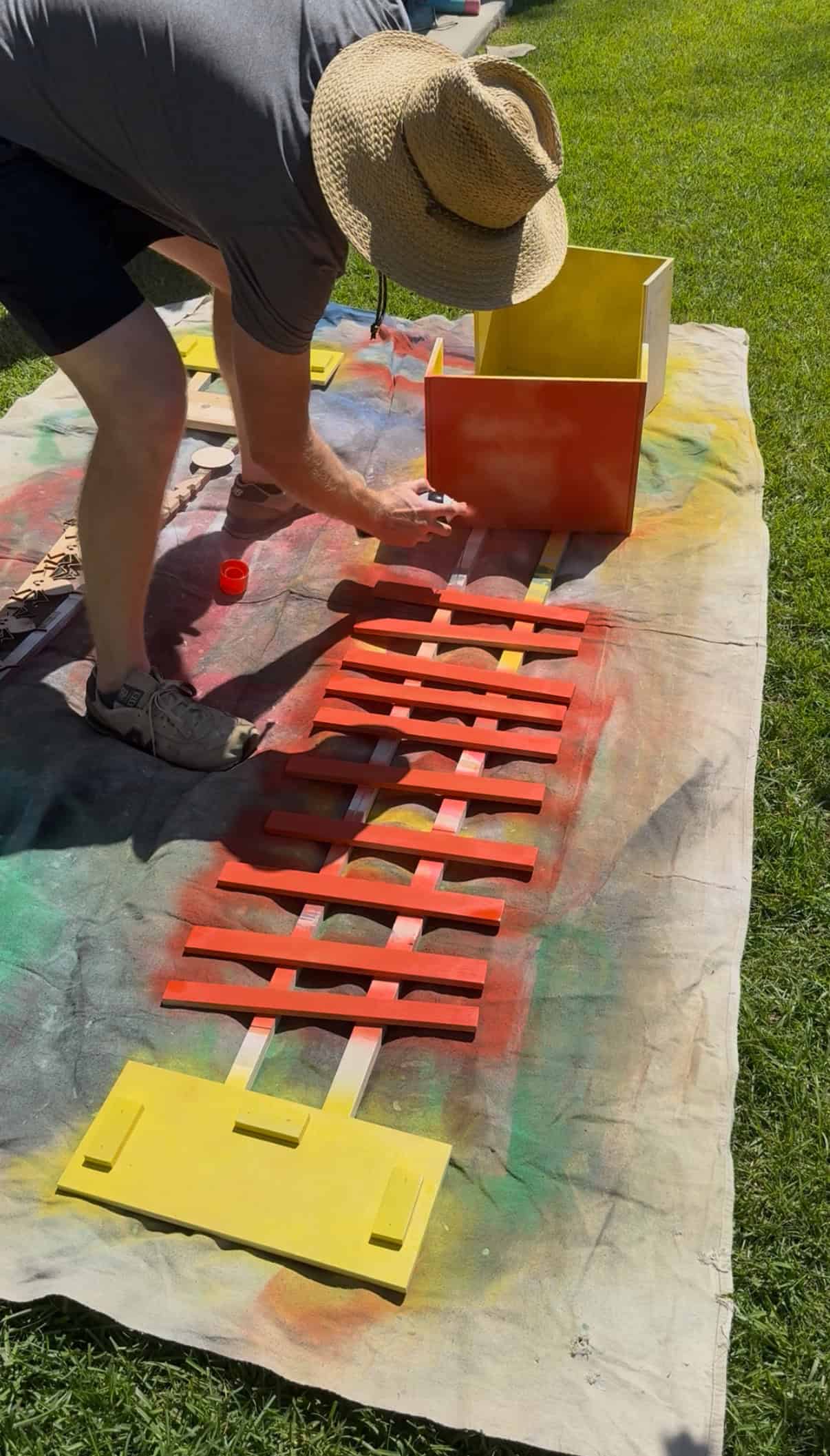 Spray painting crate jack o lantern