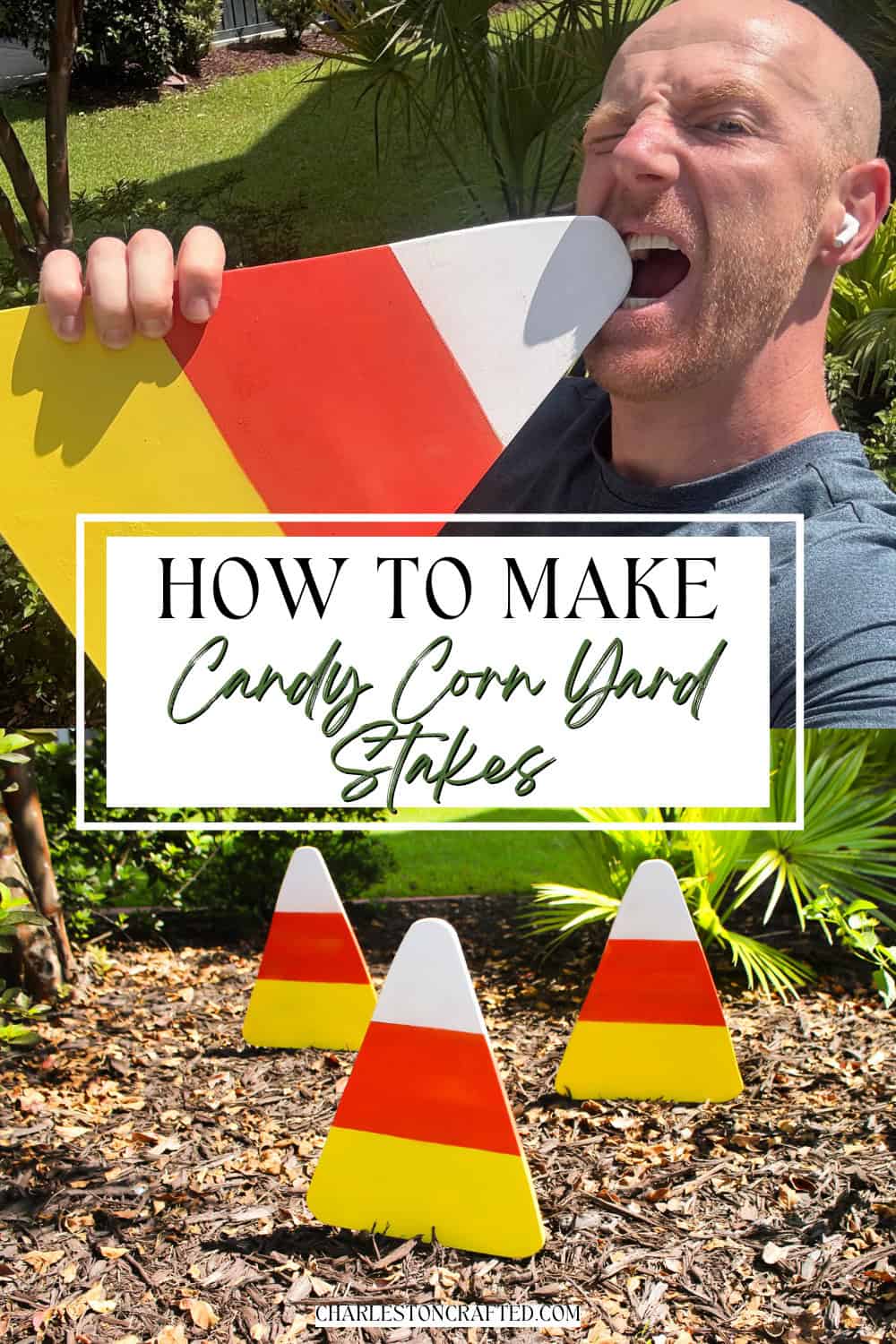 DIY candy corn yard stakes - Charleston Crafted